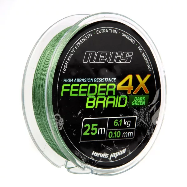 Nevis Feeder Braid 0.10mm 25m Bas de ligne tressé - Vert