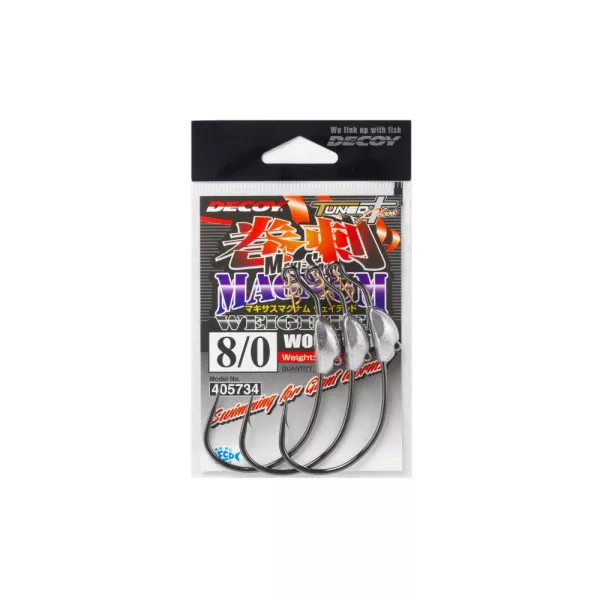 Decoy Worm 130M Makisagu Magnum #8/0 9gr Súlyozott Offset Horog 3db