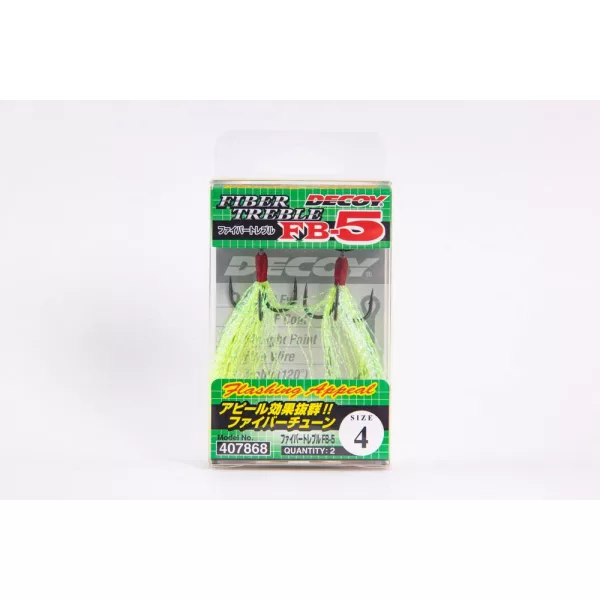 Decoy Fiber Teaser FB-5 #2 Füles Szakállas Háromágú Horog 2db