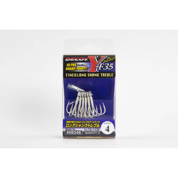 Decoy Y-F35 Long Shank #1 Microbarb Füles Szakállas Háromágú Horog 4db