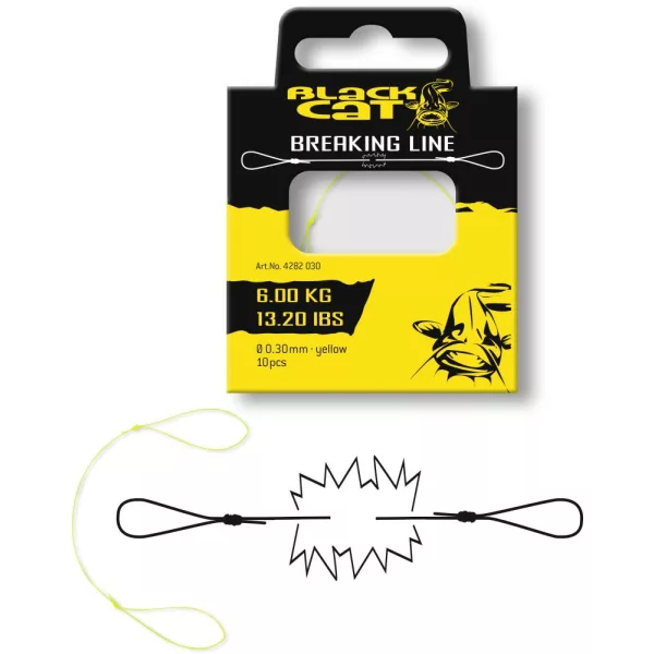 Black Cat Ligne de rupture Jaune 7,10Kg,15,70Lbs O0,35Mm 10 pièces