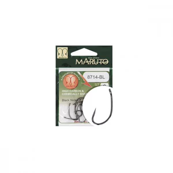 Maruto Hameçon 8714Bl Carp Hooks Hc T.D.E.5° Barbless Black Nickel 6