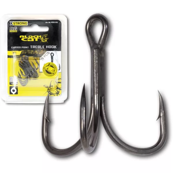 Black Cat Curved Point Hameçon Triple Dg Dg Coating #1 5Pièces/Paquet