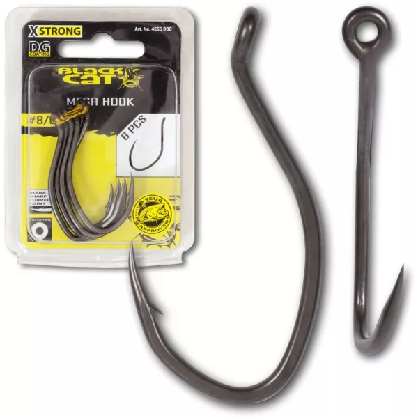 #8/0 BLACK CAT MEGA HAMEÇON DG revêtu 6pcs