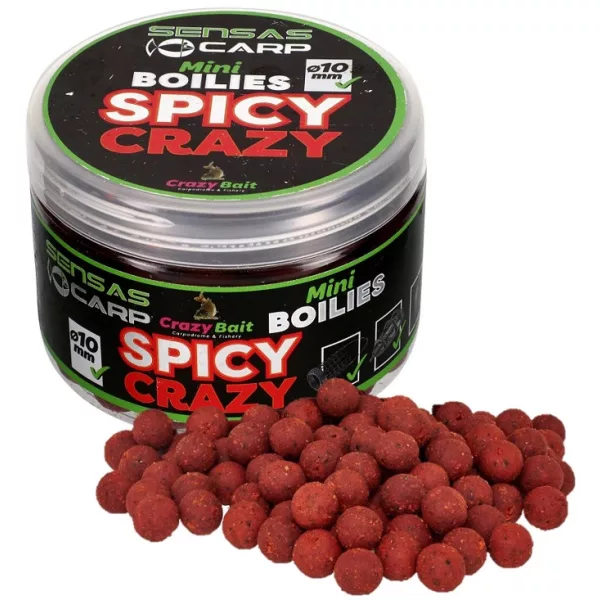 Sensas Mini Boilies Crazy Spicy 10mm Bouillette d'amorçage 80gr