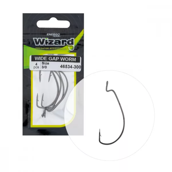 Wizard Wide Gap Worm À œillet et ardillon 3/0 Hameçon offset pour leurres souples