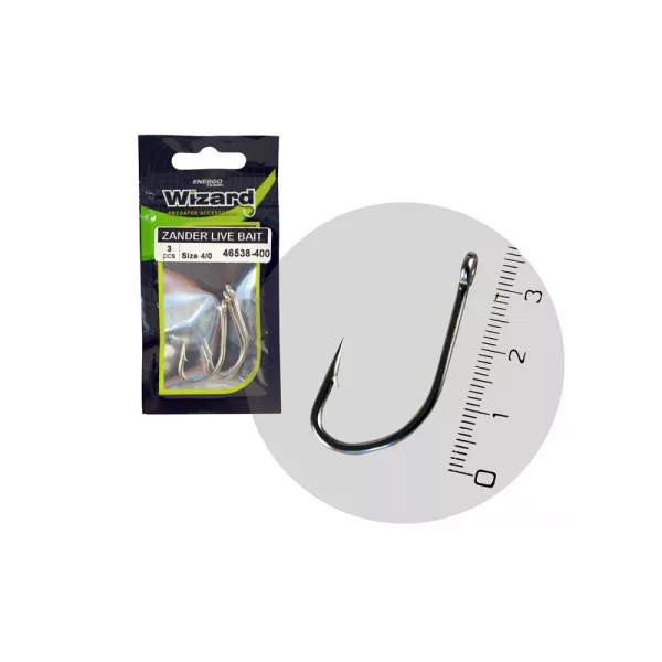 Wizard Zander Live Bait Pro À œillet et ardillon 4/0 Hameçon pour sandre