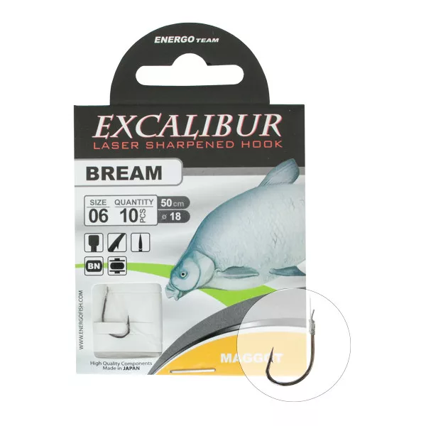 Excalibur Hameçon noué Bream Maggot, Bn No.6