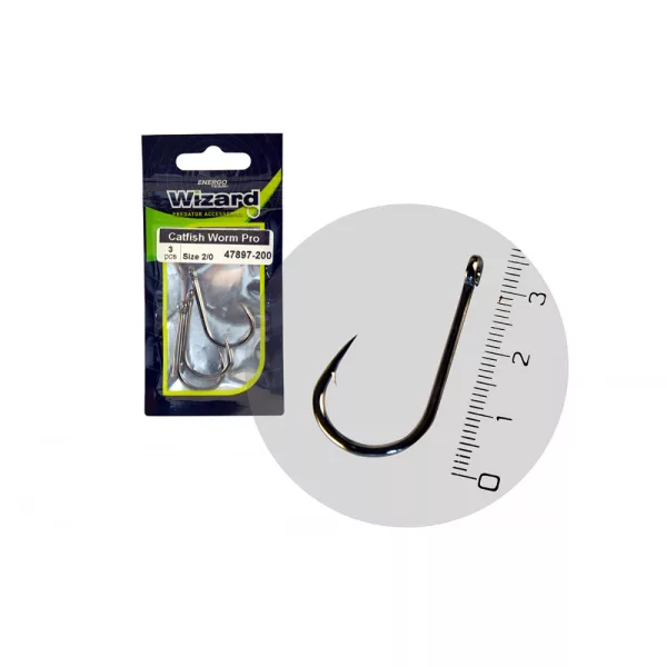 Wizard Catfish Worm Pro À œillet et ardillon 2/0 Hameçon pour silure