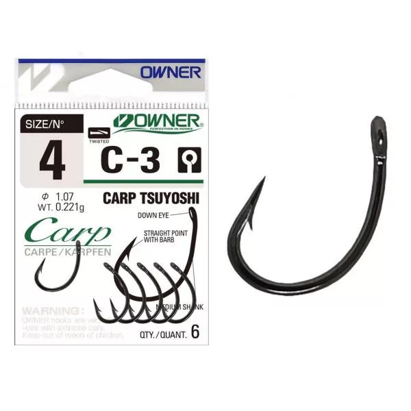 Owner Carp C-3 53263 8 Hameçon Carpe à Barbillon et à Œillet 8 pièces