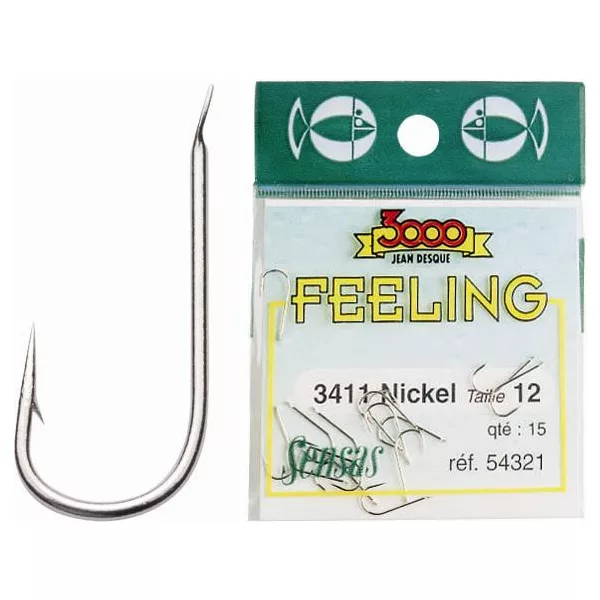 Sensas Feeling 3411 Nickel, Hameçon à brème barbelé, à palette, taille 22, 15 pièces
