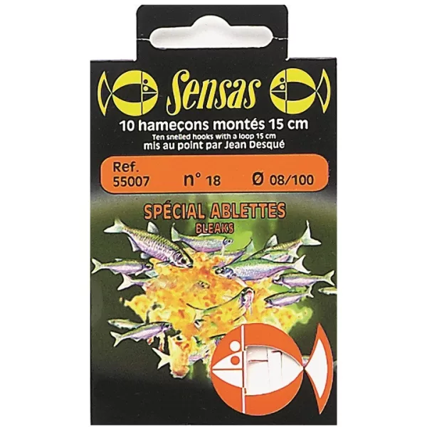 Sensas Special Bleak 15cm 0,08mm 22 Hameçon monté monofilament 10 pièces