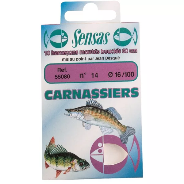 Sensas Predator Strong Bronze 60cm 0,22mm 6 Hameçon monté monofilament 10 pièces