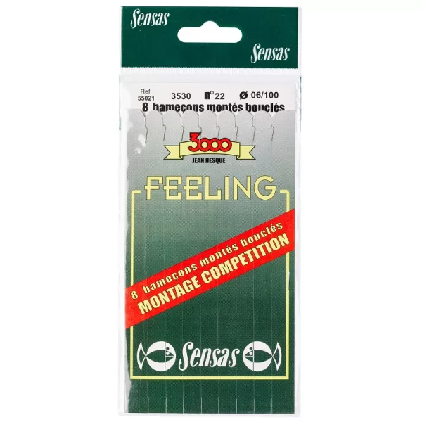 Sensas Feeling 3530 Bronze 18cm 0,08mm 18 Hameçon Monté Monofilament 8 pièces