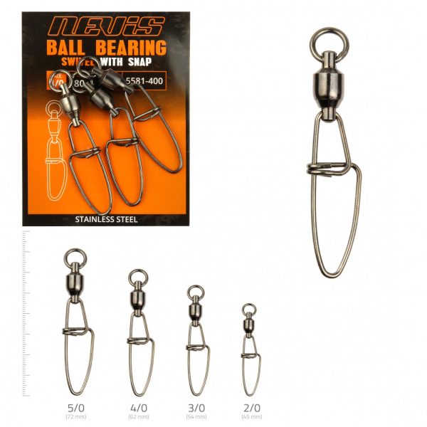 Nevis Emerillon à roulement à billes avec Agrafe 2/0 4 pces