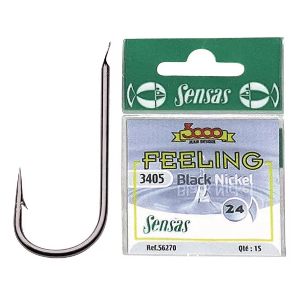 Sensas Feeling 3405 Noir, Hameçon à brème barbelé, à palette, taille 14, 15 pièces