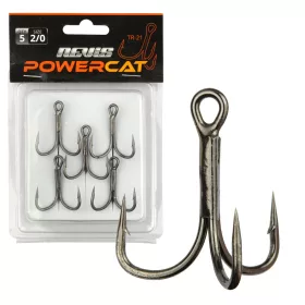   Nevis Powercat Hameçon triple TR-21 Noir 4/0 5p/paquet Hameçon pour poissons prédateurs à œillet avec ardillon