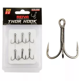   Reiva Treble Hook TR-20 Noir 6 6 pièces/paquet Hameçon triple barbé à œillet pour poissons carnassiers