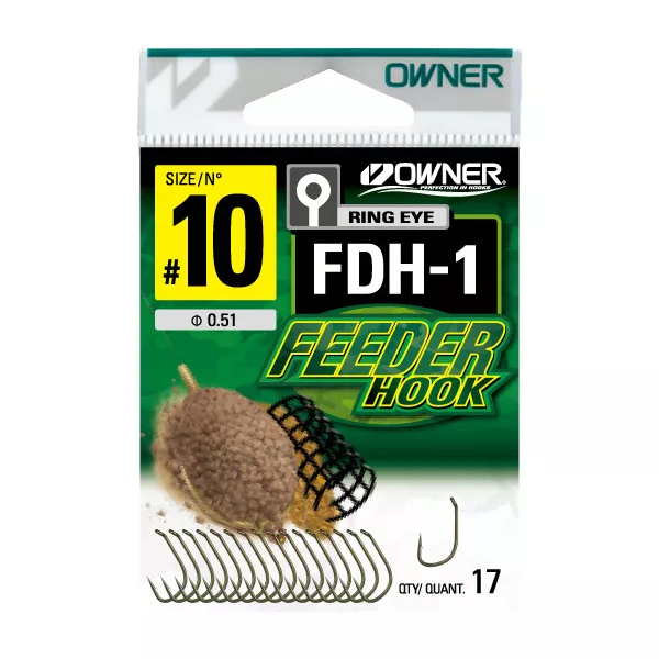 Owner FDH-1 14 Hameçon Feeder à œillet et à ardillon 17pcs