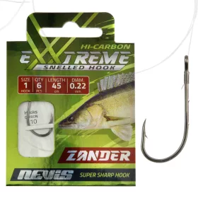   Nevis 1 Avec ardillon, à œillet 45cm 0,22mm Monofilament Hameçon monté pour sandre 6 pièces
