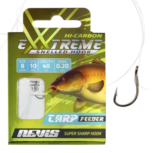 Nevis 12 Avec ardillon, à œillet 40cm 0,18mm Monofilament Hameçon monté feeder 10 pièces