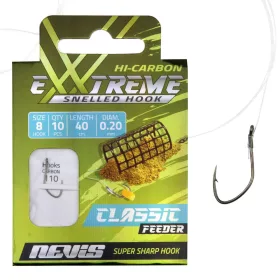   Nevis 14 Avec ardillon, à œillet 40cm 0,18mm Monofilament Hameçon monté feeder 10 pièces
