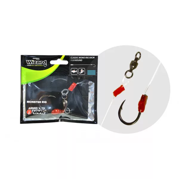 Wizard Monster Classic Mono Rig 11/0 Round 50cm Bas de ligne pour silure