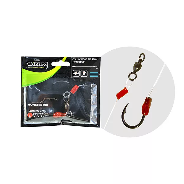 Wizard Monster Classic Mono Rig 9/0 Classic 50cm Bas de ligne pour silure