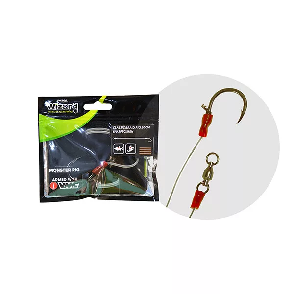 Wizard Monster Classique Montage Tressé 11/0 Round Bas de Ligne pour Silure
