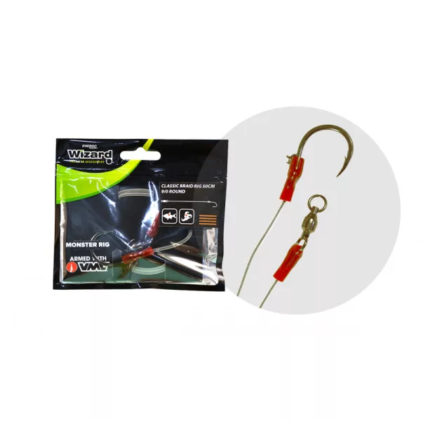 Wizard Monster Classique Montage Tressé 9/0 Round Bas de Ligne pour Silure