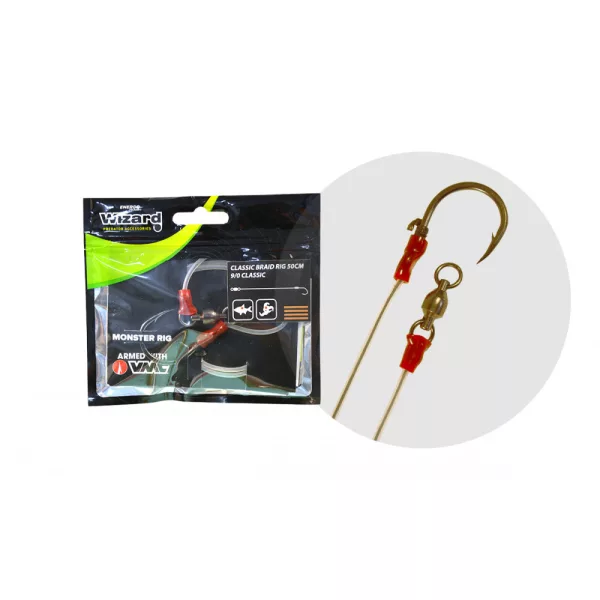 Wizard Monster Classique Montage Tressé 9/0 Classic Bas de Ligne pour Silure