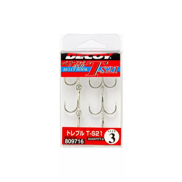 Decoy T-S21 Belly Hook #2 Füles Szakállas Háromágú Horog 6db