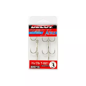   Decoy T-S21 Belly Hook #1/0 Füles Szakállas Háromágú Horog 4db