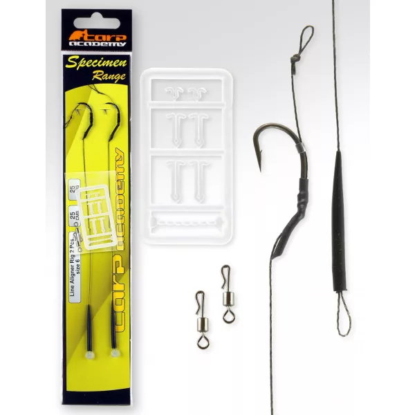 Carp Academy Line Aliger Rig Noir 4 2 pièces/paquet Hameçon pré-monté tressé à œillet et à ardillon