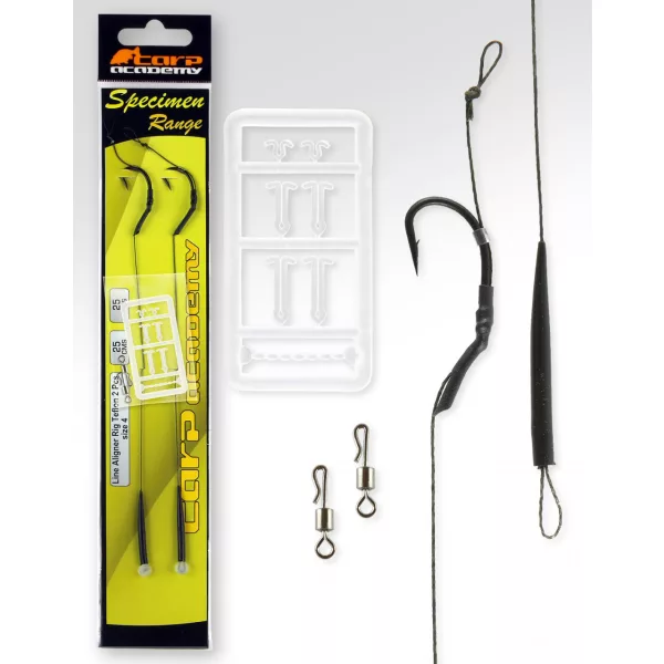 Carp Academy Line Aliger Rig Téflon Noir 6 2 pièces/paquet Hameçon carpe à œillet barbelé