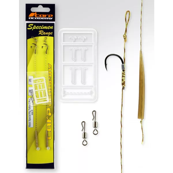 Carp Academy Basic Special Rig Téflon Noir 6 2 pièces/paquet Hameçon pré-monté tressé à œillet et à ardillon