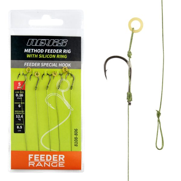 Nevis 12 Bas de ligne Feeder tressé avec anneau en silicone 5 pièces