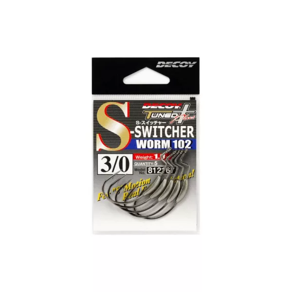 Decoy Worm 102 S-Swicher #4/0 1,5gr Súlyozott Offset Horog 4db