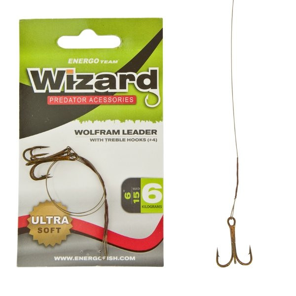 Bas de ligne en tungstène avec hameçon triple 6 6Kg 2Pcs/Paquet