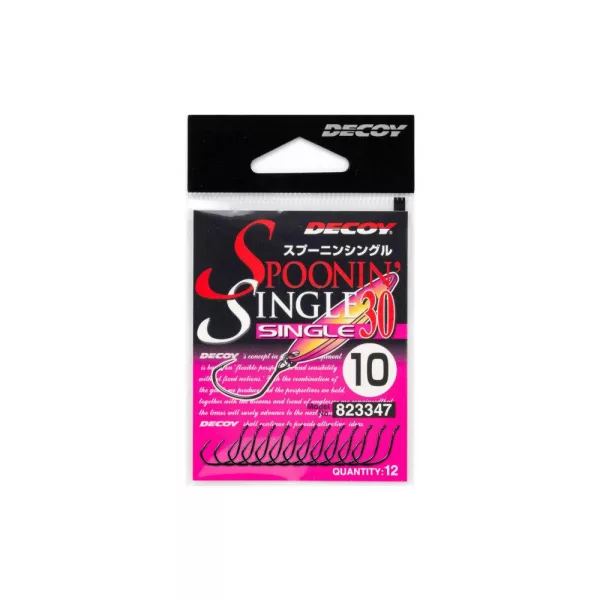 Decoy 30 Spoonin Single #10 Füles Szakállas Egyágú Ragadozóhalas Horog 12db