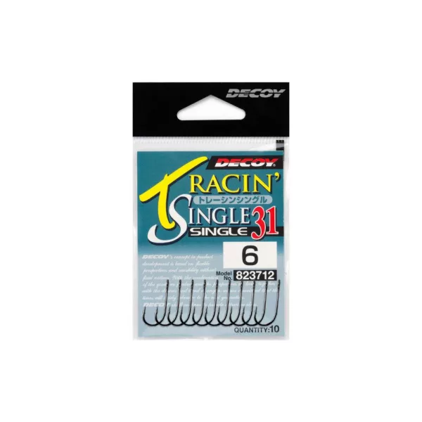 Decoy 31 Tracin Single #2 Füles Szakállas Egyágú Ragadozóhalas Horog 10db