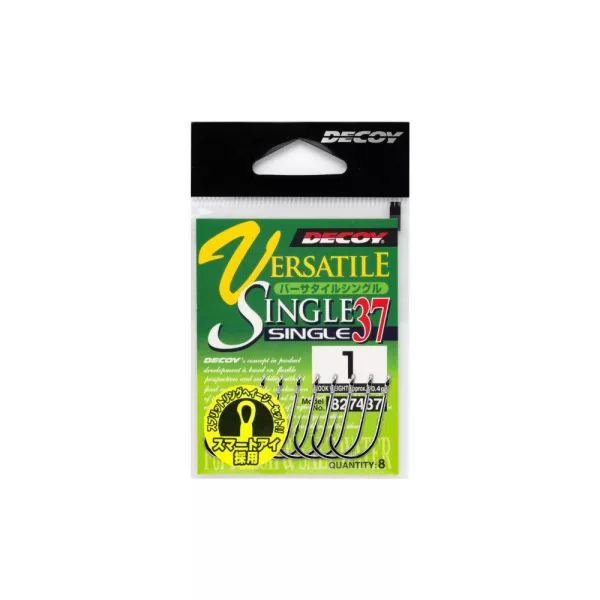 Decoy 37 Versatile Single #6 Füles Szakállas Egyágú Ragadozóhalas Horog 8db