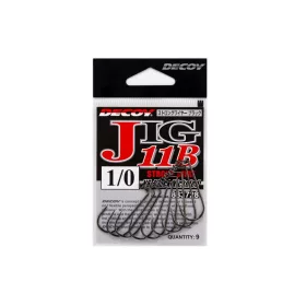   Decoy Jig11B Strong Wire Black #1 Füles Szakállas Egyágú Jig Horog 9db