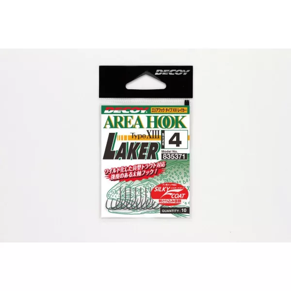 Decoy Area Type XIII Laker #6 Barbless Füles Szakáll Nélküli Egyágú Ragadozóhalas Horog 10db