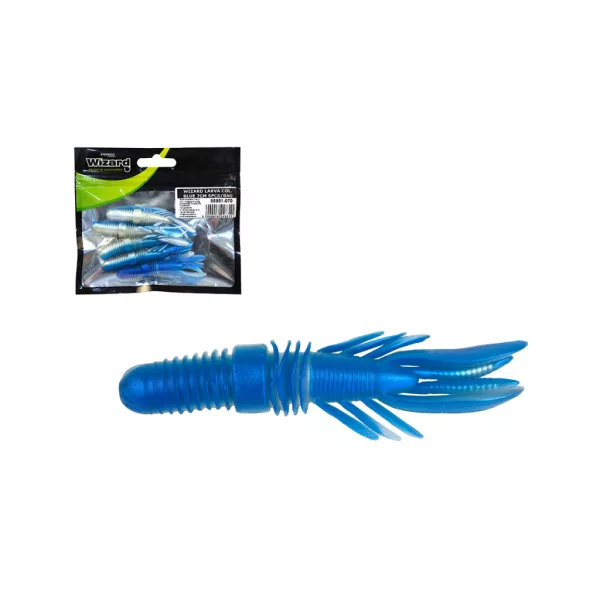 Wizard Bass Grub Bleu 7cm Larve artificielle 5pcs