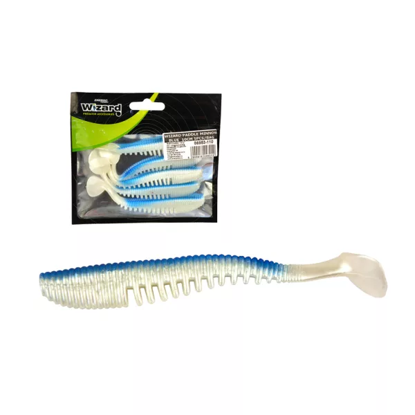 Wizard Ruthless Minnow Bleu 10cm Leurre souple 5pcs