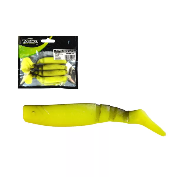 Wizard Warrior Shad Noir-Vert 9cm Leurre souple plastique 4pcs