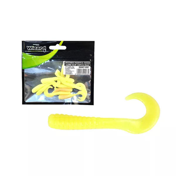 Wizard Harpex Twist Long Citron Vert 5cm Twister 10pcs