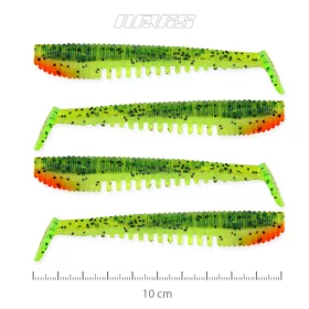   Nevis Impulse Shad 10cm 6,92gr 4pcs/paquet Vert-Orange Paillettes Leurre en plastique