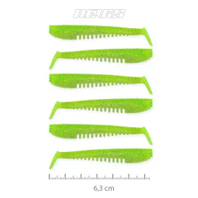   Nevis Impulse Shad 6,3cm 1,77gr 6pcs/paquet Vert Fluo Paillettes X2 Leurre en plastique